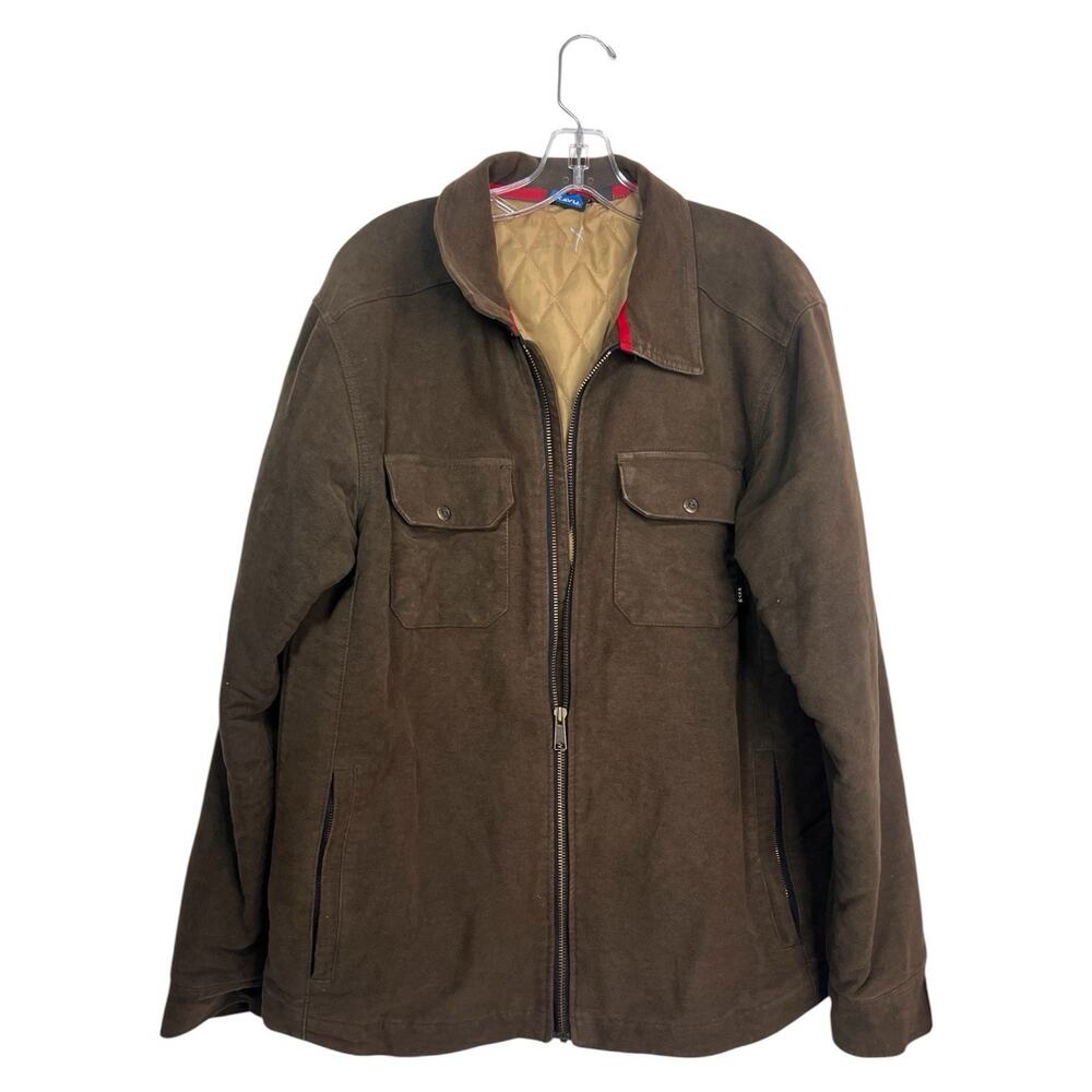 Kavu Full Zip Utility Jacket Mens Large Dark Olive Insulated Quilted Lining Coat